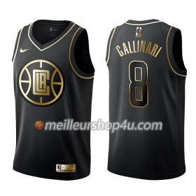 Maillot Basket Homme Los Angeles Clippers Danilo Gallinari 8 Nike Noir Gold Edition Swingman